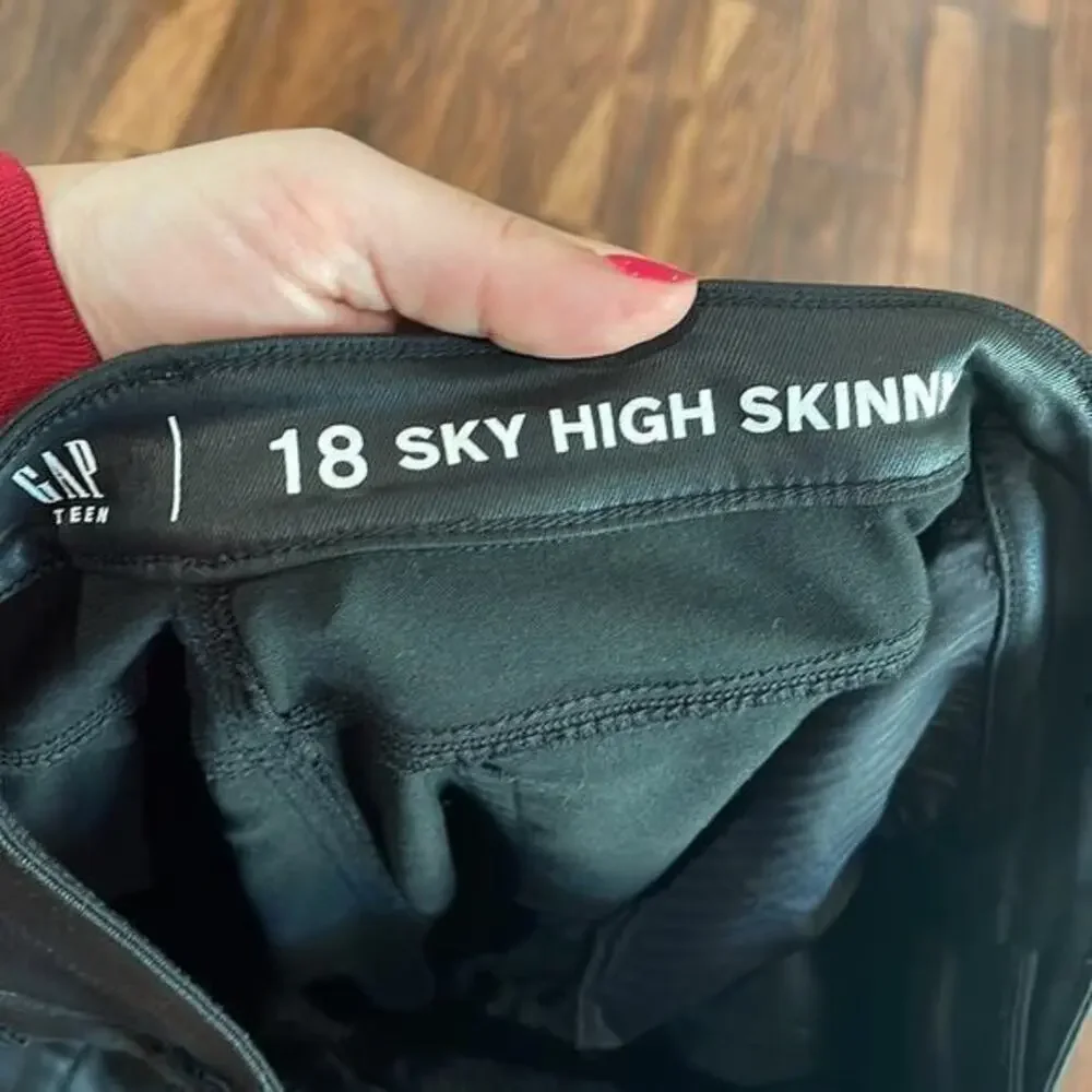 Gap Teen Sky High Skinny‎ Coated Black Stretch Jeans
